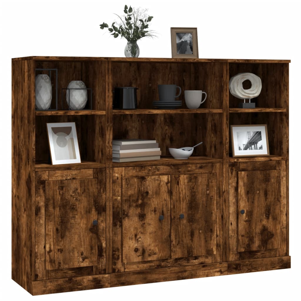 Chests of drawers, 3 pcs., smoky oak, treated wood