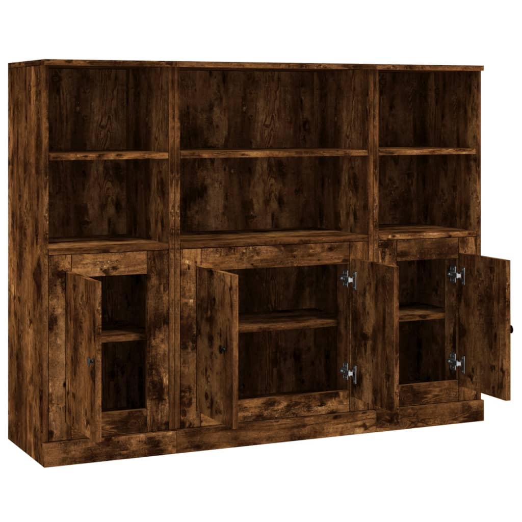 Chests of drawers, 3 pcs., smoky oak, treated wood