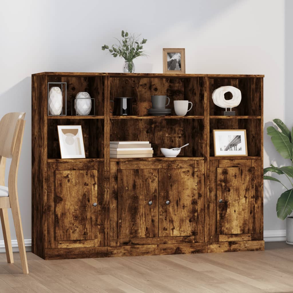 Chests of drawers, 3 pcs., smoky oak, treated wood