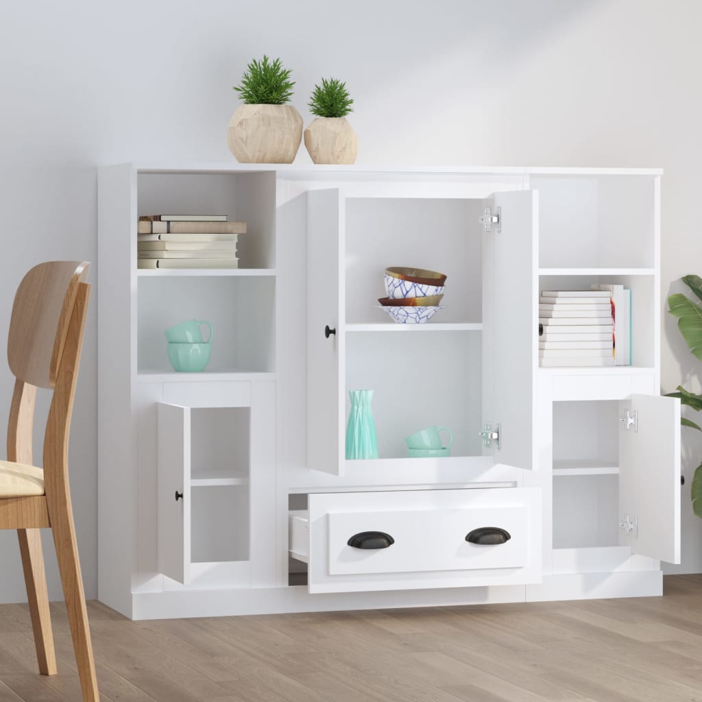 Chests of drawers, 3 pcs., white, treated wood