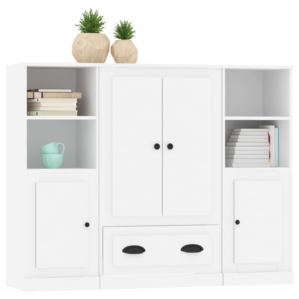 Chests of drawers, 3 pcs., white, treated wood