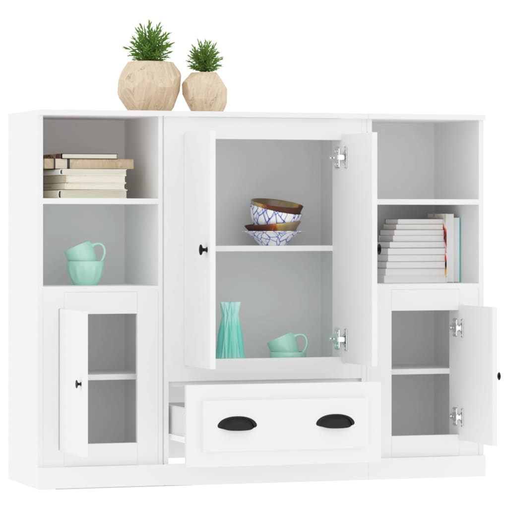 Chests of drawers, 3 pcs., white, treated wood