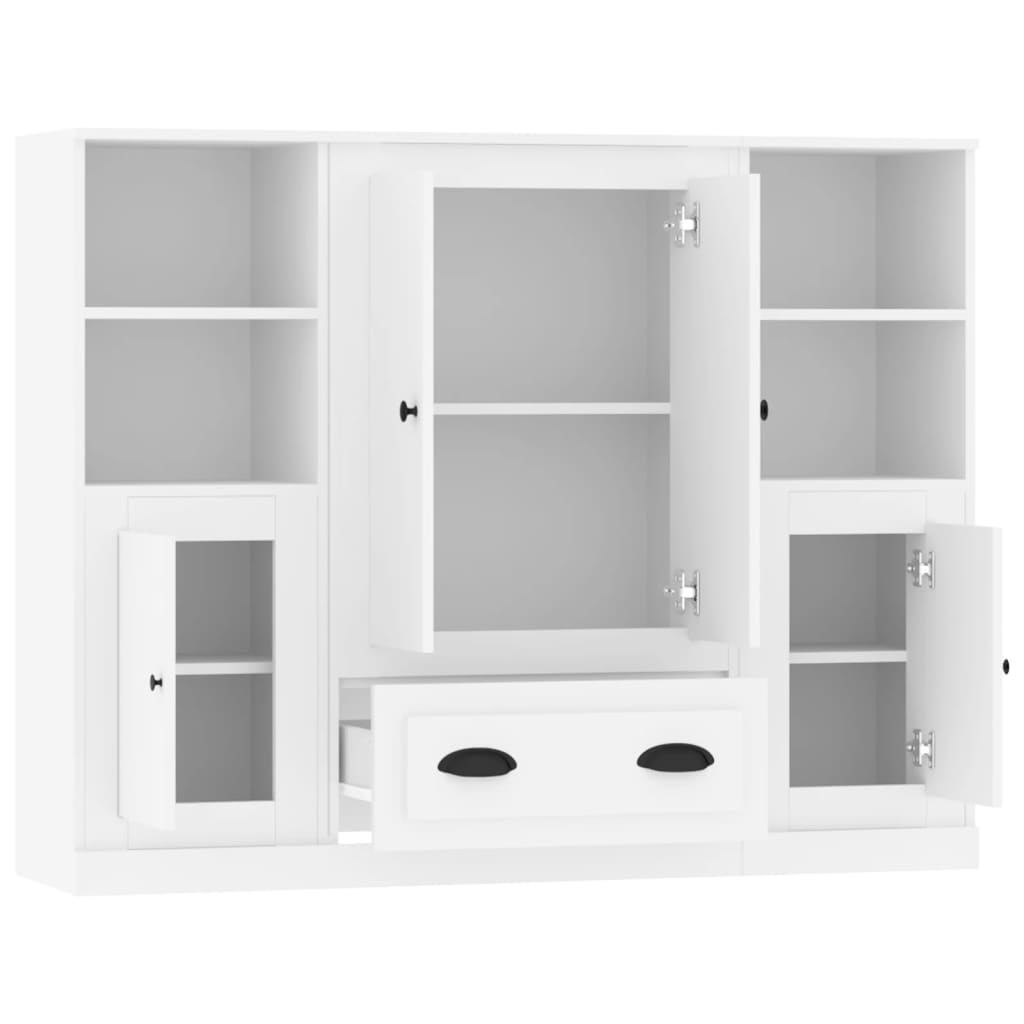 Chests of drawers, 3 pcs., white, treated wood
