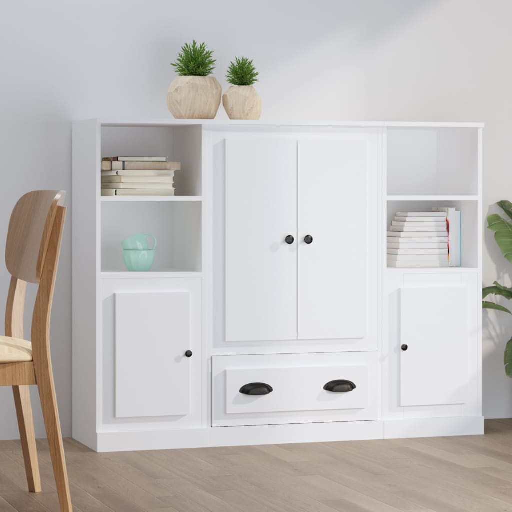 Chests of drawers, 3 pcs., white, treated wood