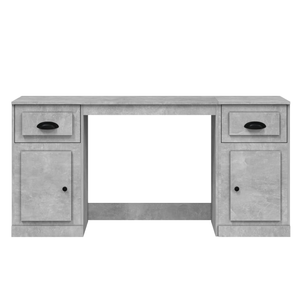 Desk with cabinet, concrete grey, engineered wood