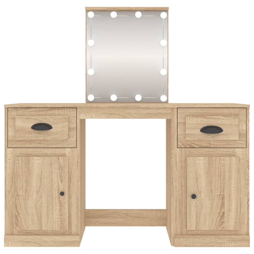 Kosmētikas galdiņš ar LED, ozolkoks Sonoma, 130x50x132,5cm