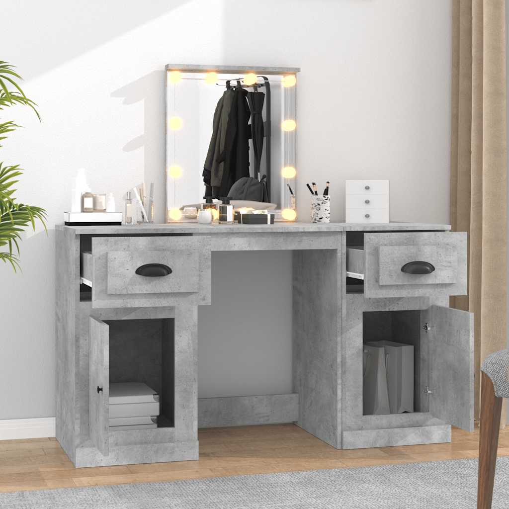 Dressing Table with LED, concrete grey, 130x50x132.5cm