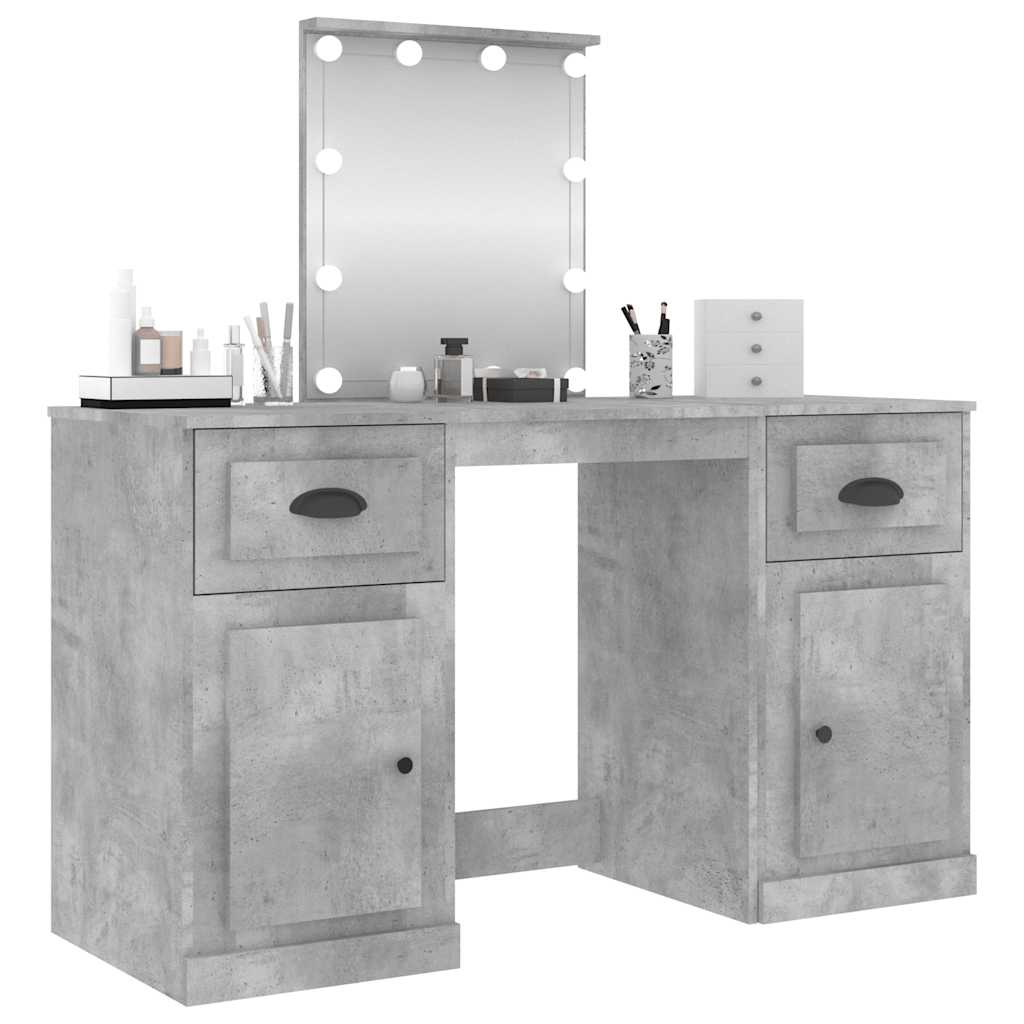 Dressing Table with LED, concrete grey, 130x50x132.5cm