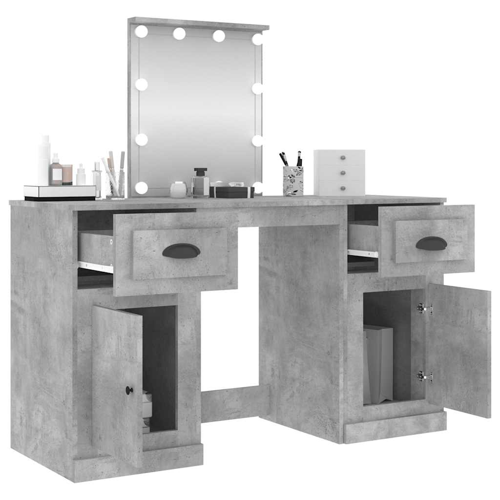 Dressing Table with LED, concrete grey, 130x50x132.5cm