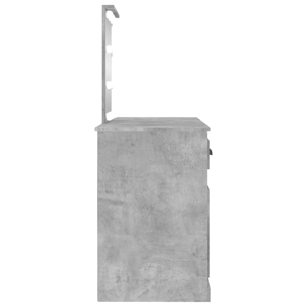 Kosmetinis staliukas su LED, betono pilkas, 130x50x132,5cm