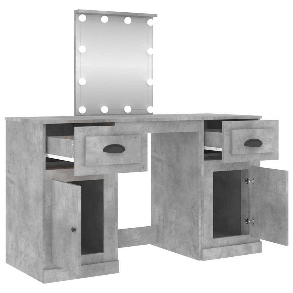 Dressing Table with LED, concrete grey, 130x50x132.5cm