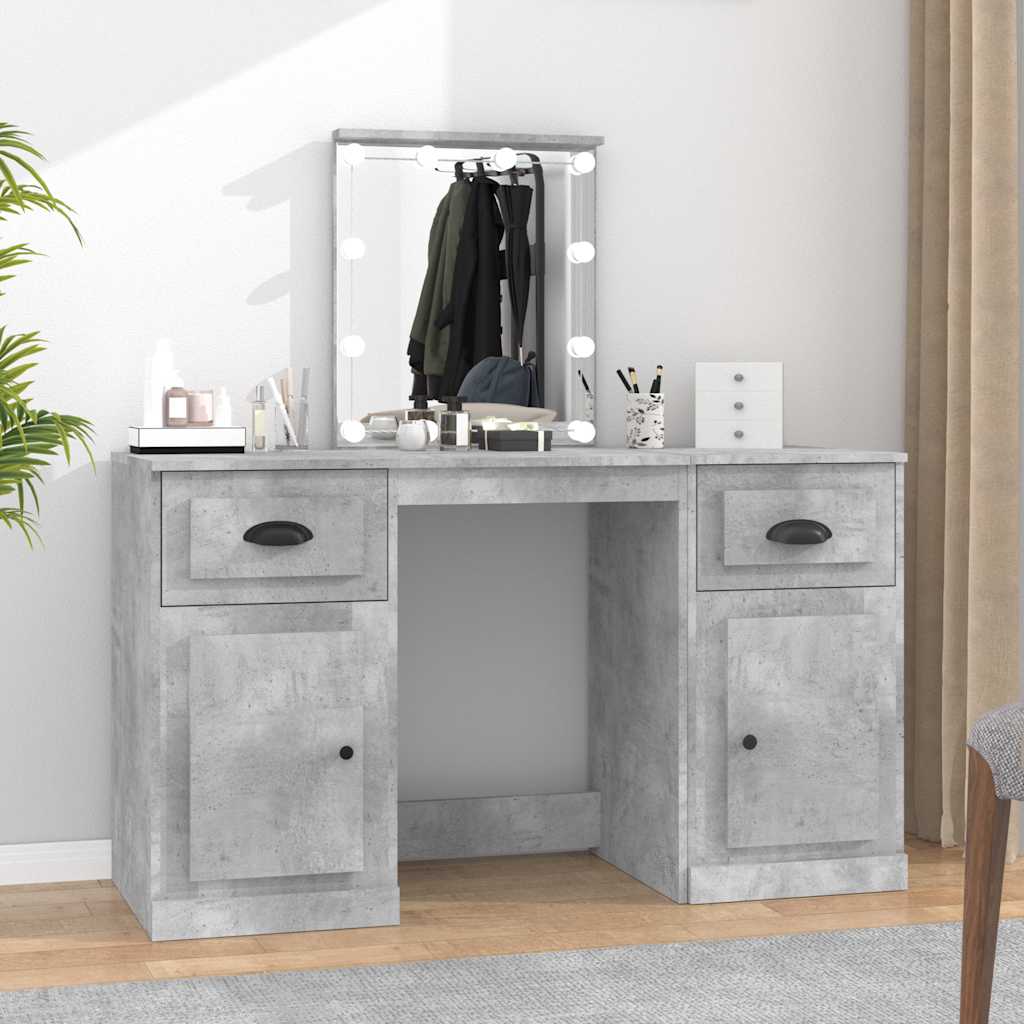 Dressing Table with LED, concrete grey, 130x50x132.5cm