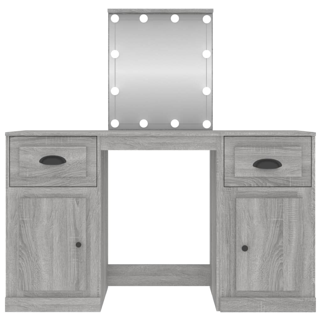 Cosmetic table with LED, gray oak, 130x50x132.5cm