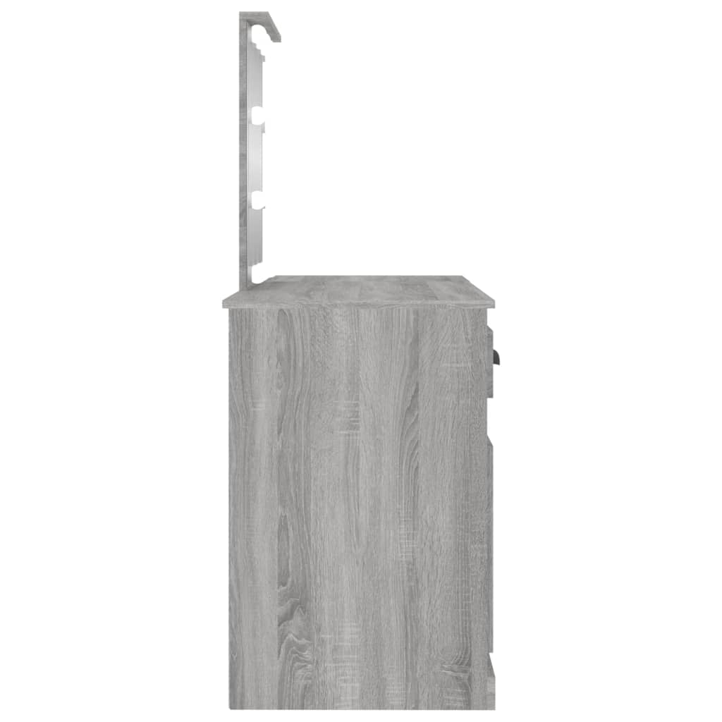 Cosmetic table with LED, gray oak, 130x50x132.5cm