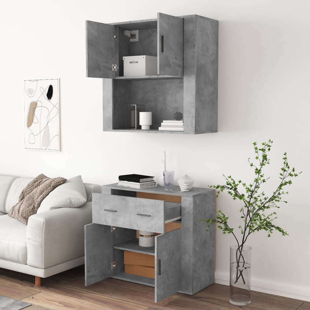 Chest of drawers, concrete grey, engineered wood