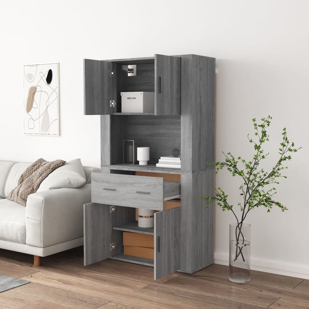 Chest of drawers, grey oak finish, engineered wood