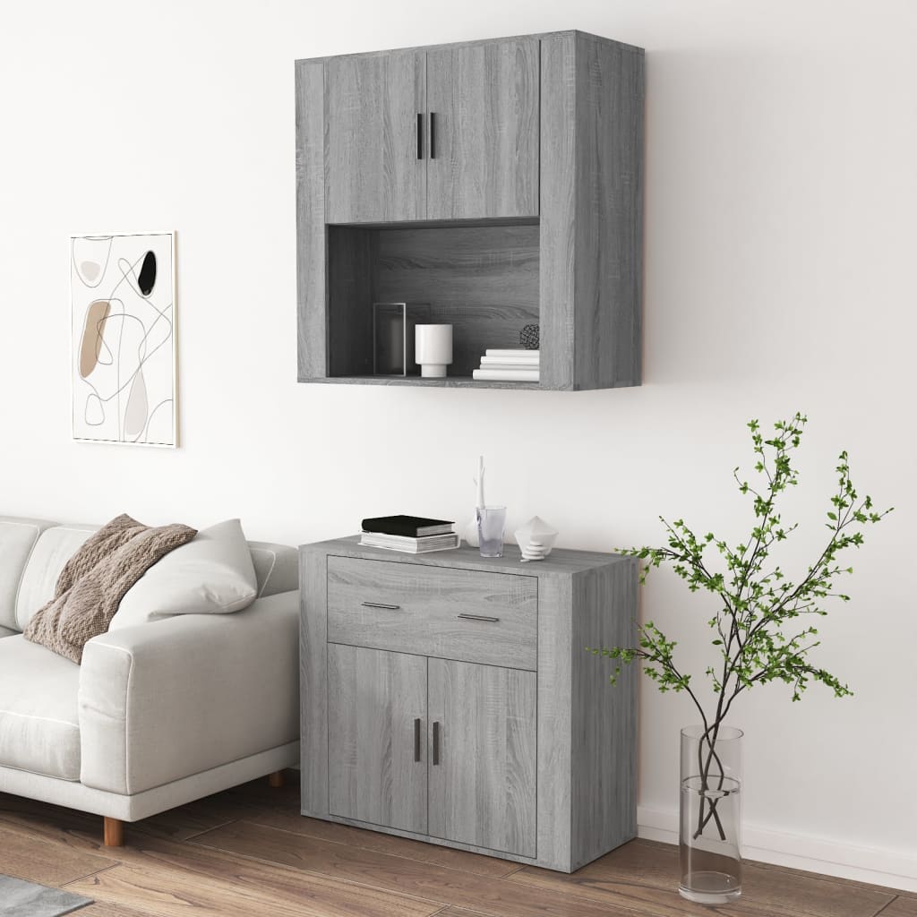 Chest of drawers, grey oak finish, engineered wood