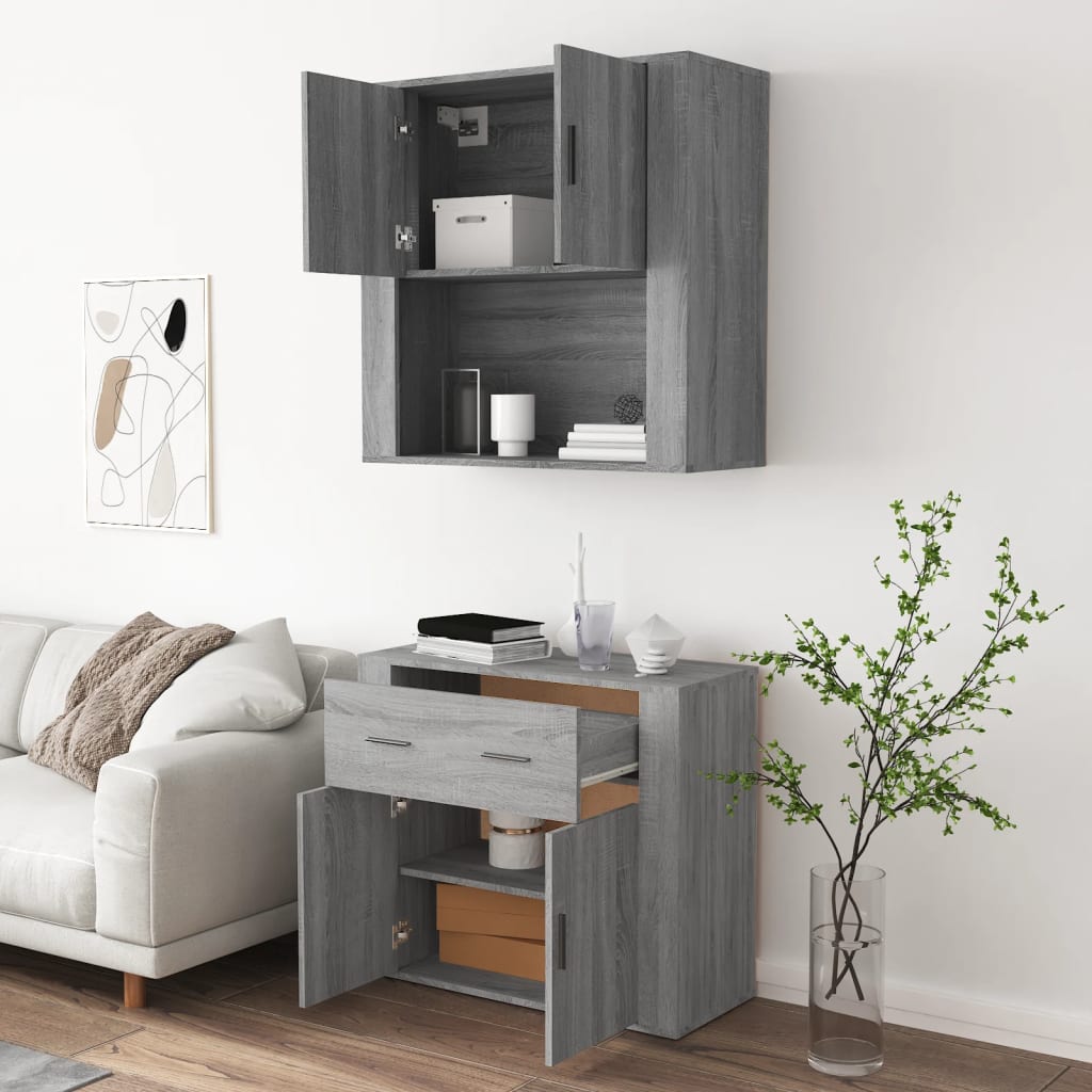 Chest of drawers, grey oak finish, engineered wood