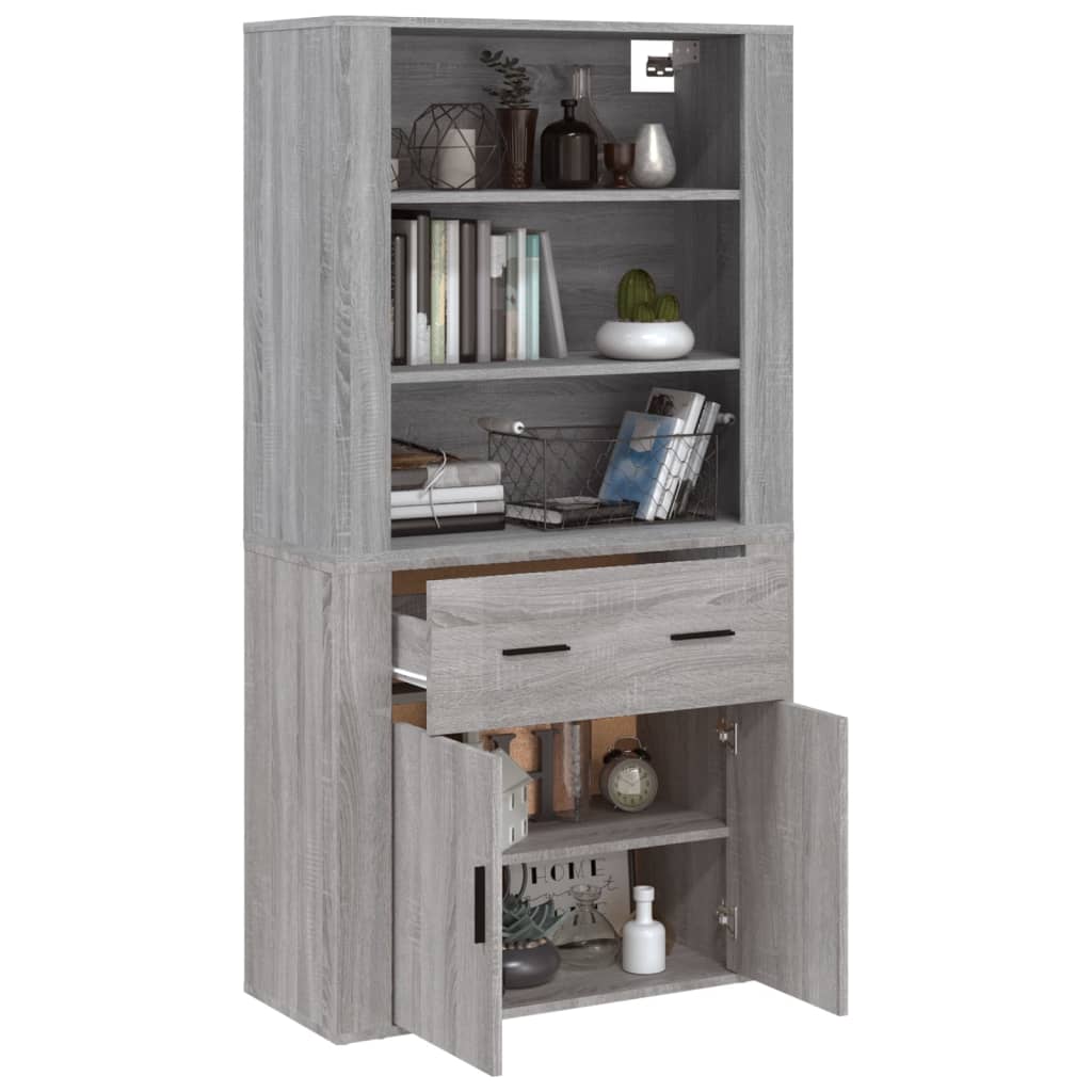 Chest of drawers, grey oak finish, engineered wood