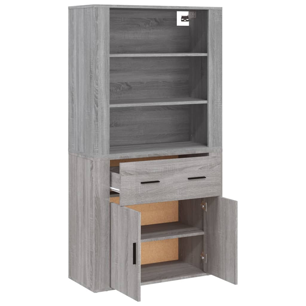 Chest of drawers, grey oak finish, engineered wood