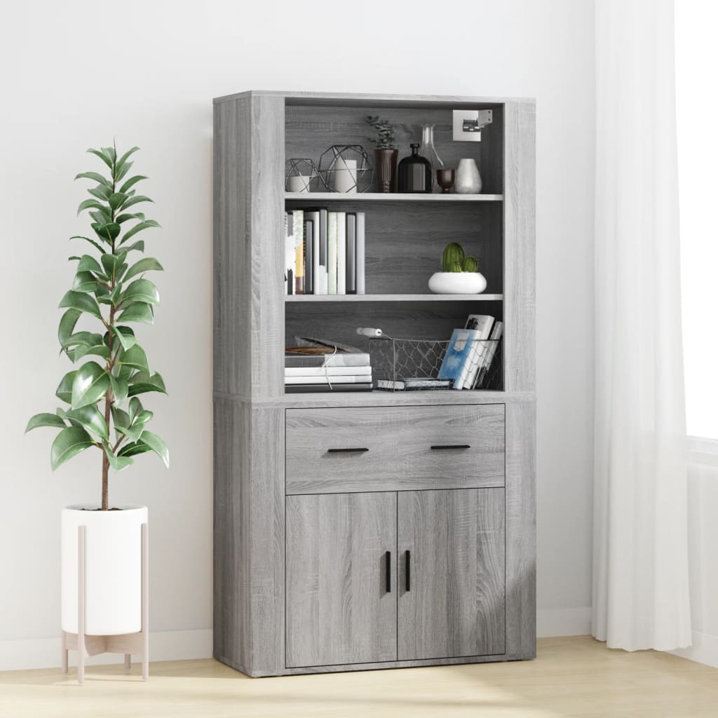 Chest of drawers, grey oak finish, engineered wood