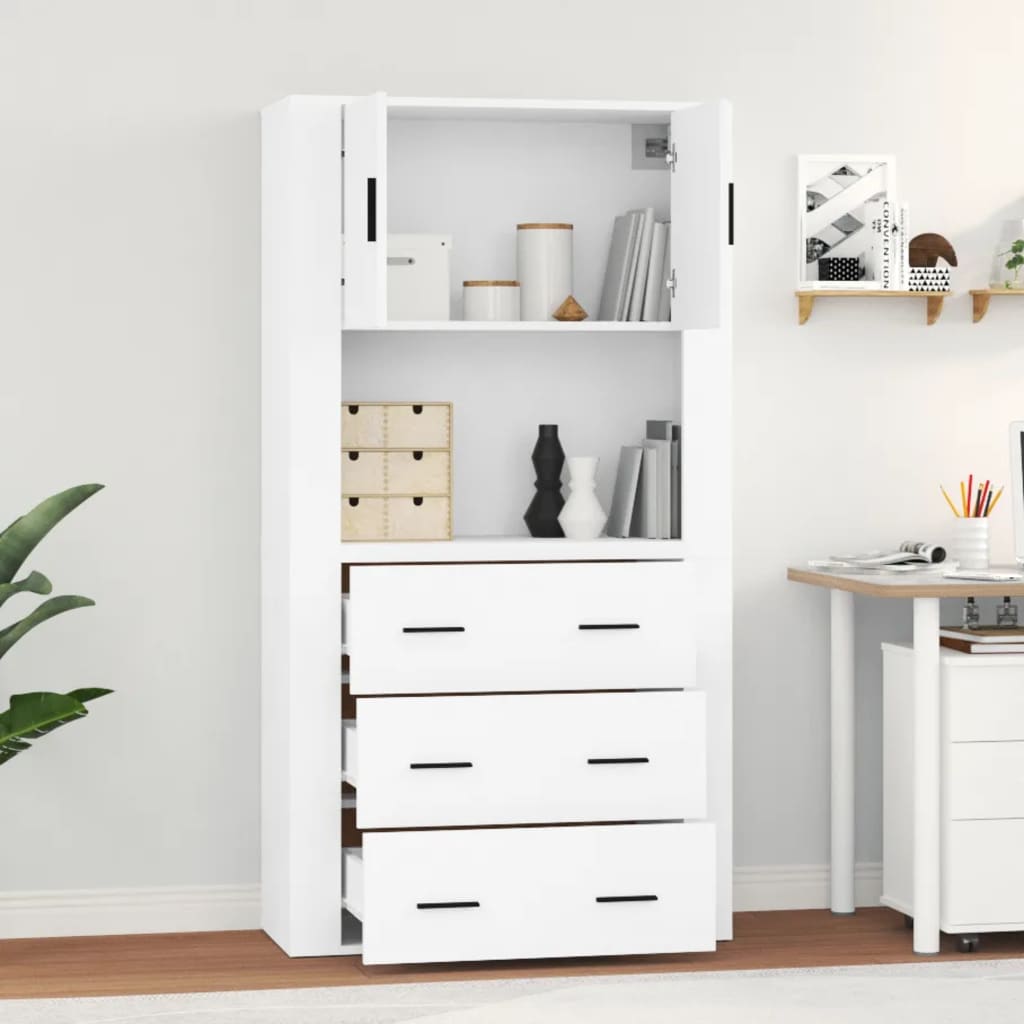 Chest of drawers, white, treated wood