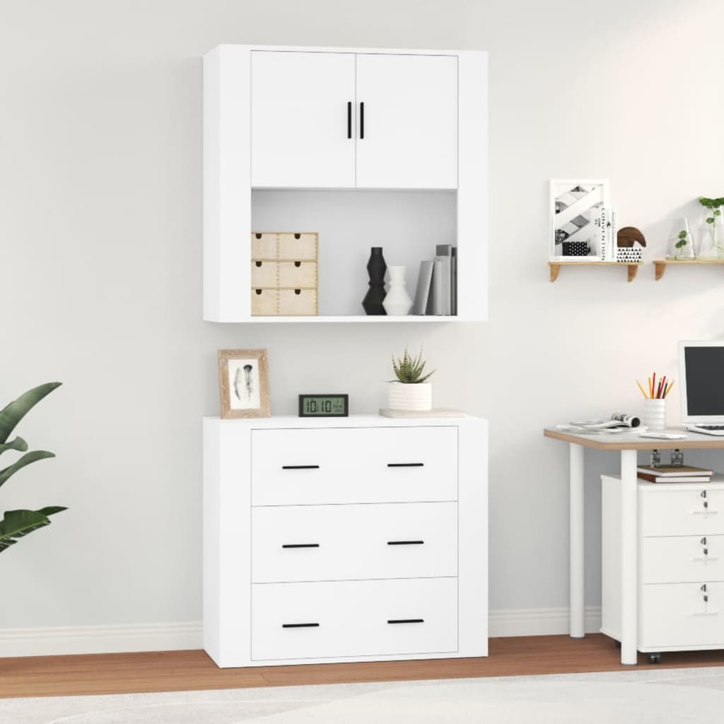 Chest of drawers, white, treated wood