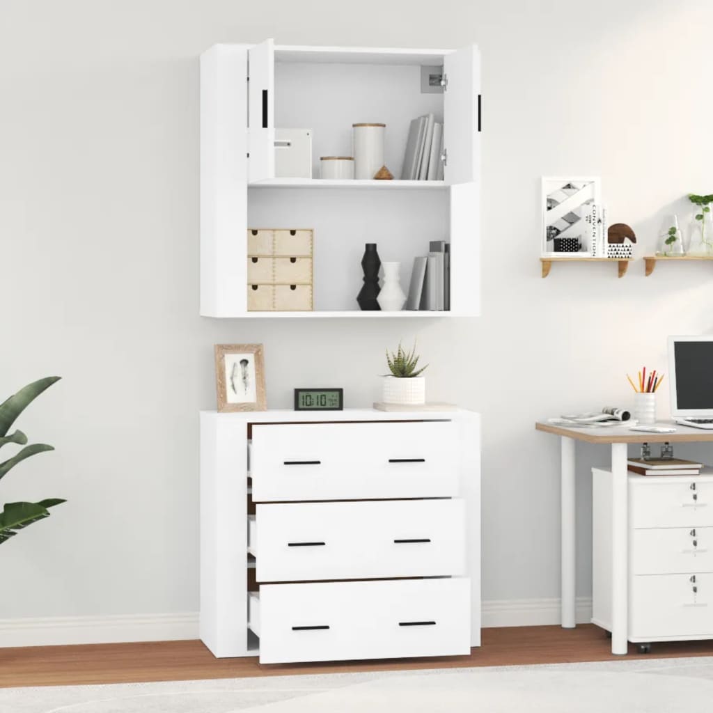 Chest of drawers, white, treated wood