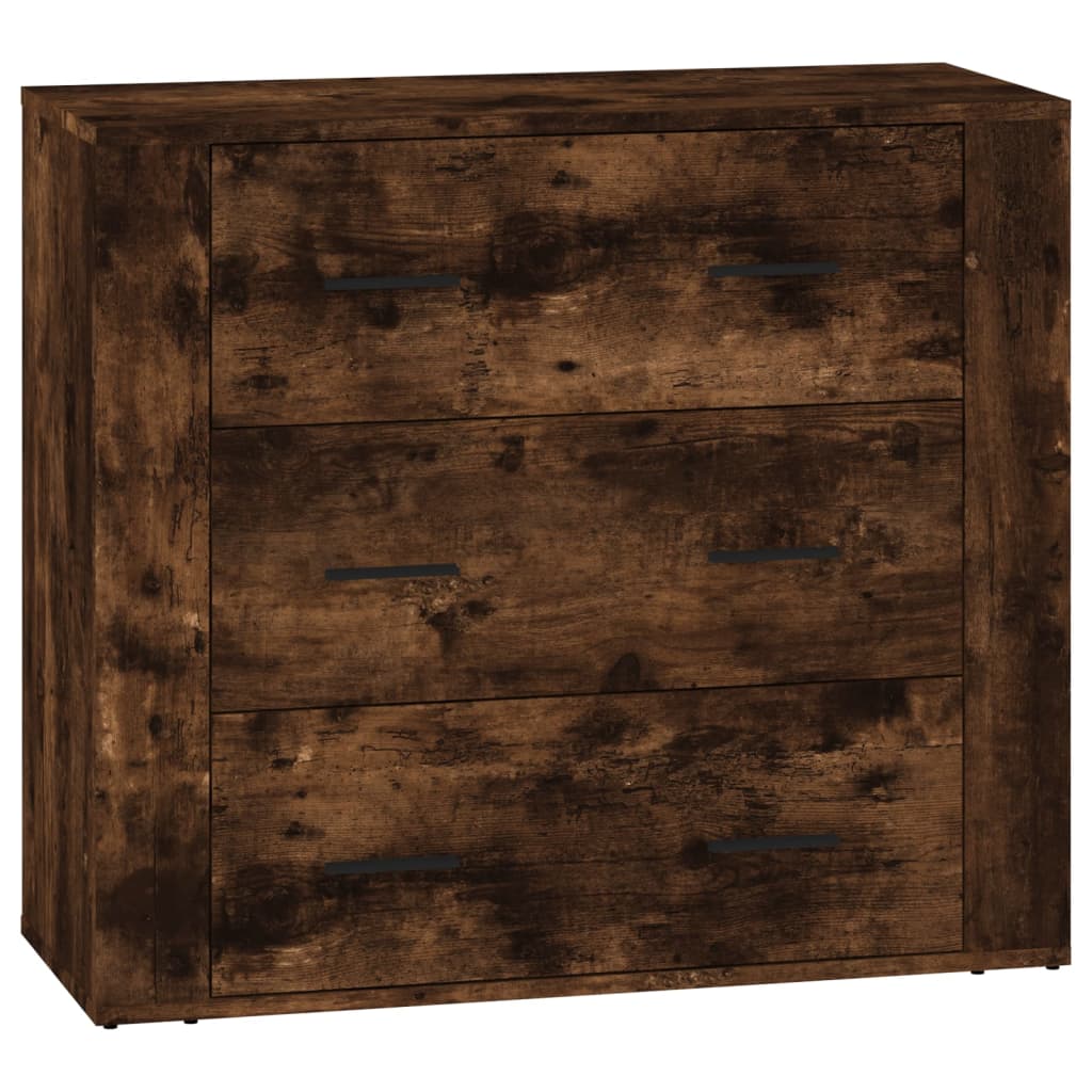 Side cabinets, 3 pcs., smoky oak, engineered wood