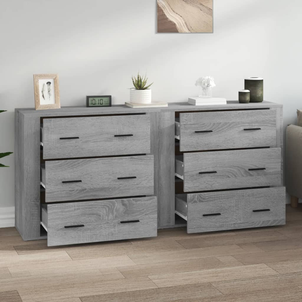 Bedside tables, 2 pcs., grey oak, engineered wood