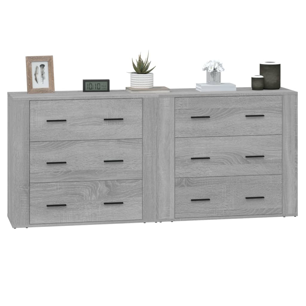 Bedside tables, 2 pcs., grey oak, engineered wood