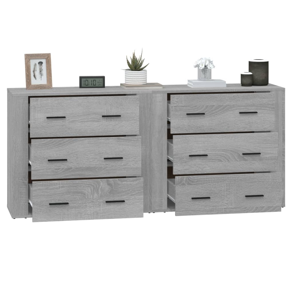 Bedside tables, 2 pcs., grey oak, engineered wood