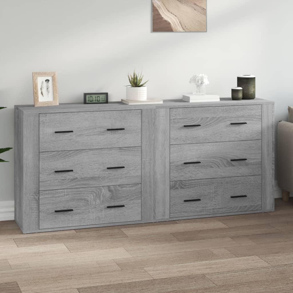 Bedside tables, 2 pcs., grey oak, engineered wood