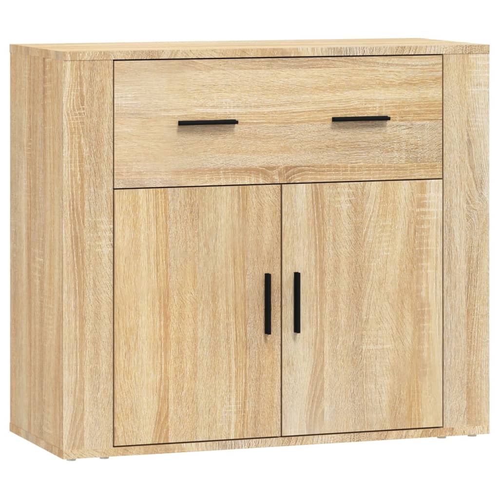 Side cabinets, 3 pcs., smoky oak, engineered wood