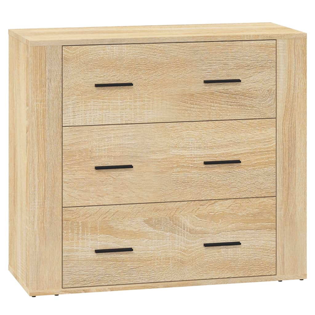 Side cabinets, 3 pcs., smoky oak, engineered wood