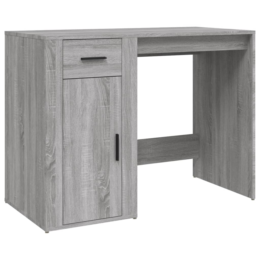 Desk with cabinet, gray oak, engineered wood