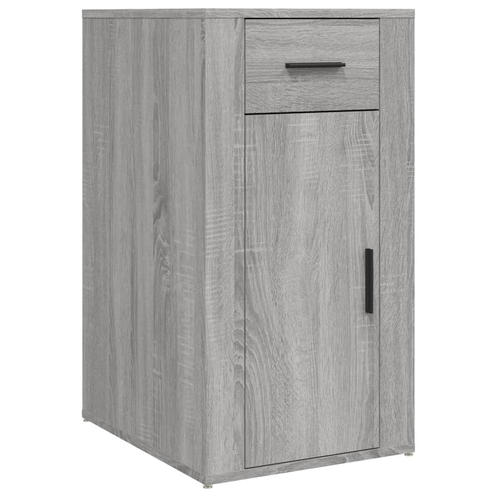 Desk with cabinet, gray oak, engineered wood