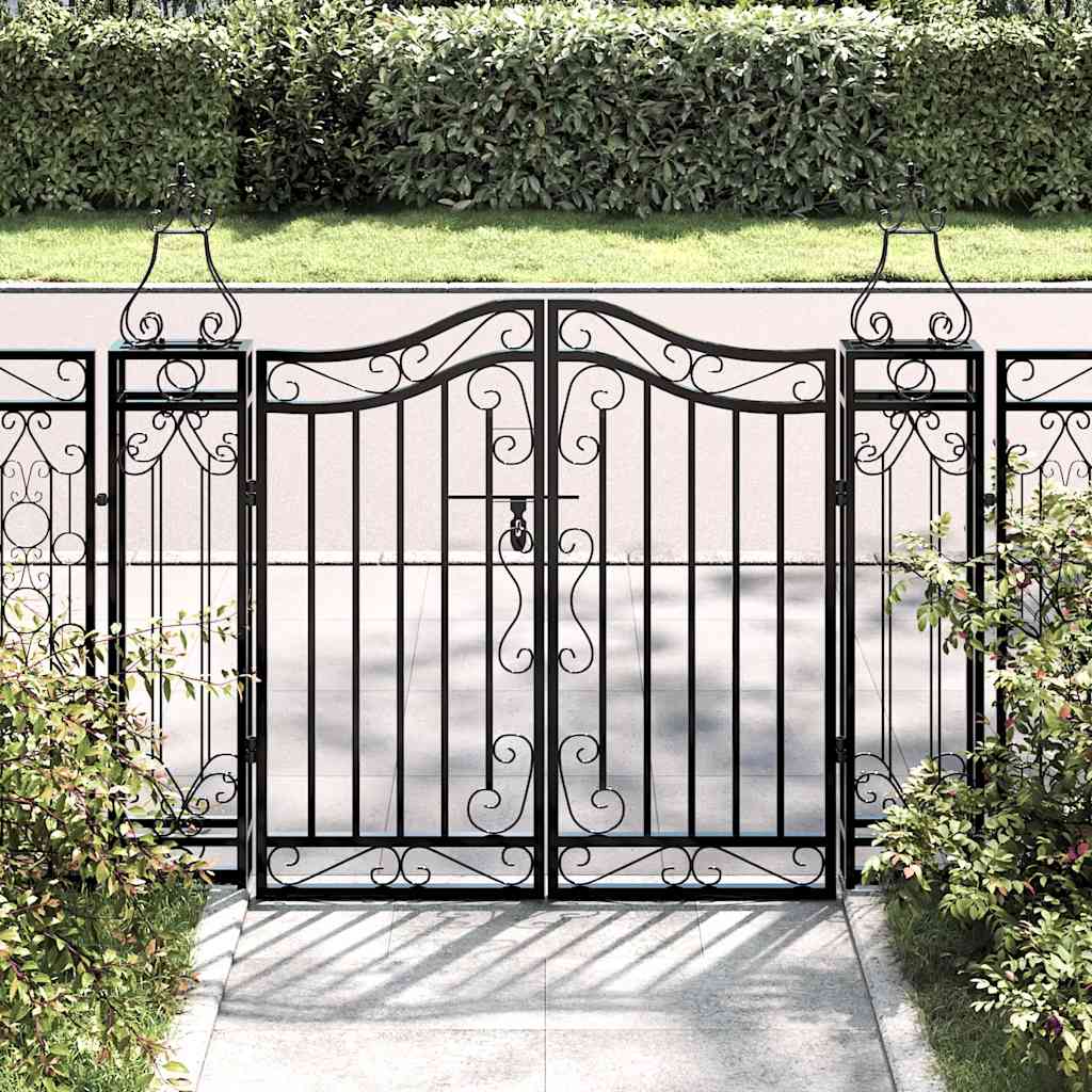 Garden gate, black, 121x8x100cm, wrought iron