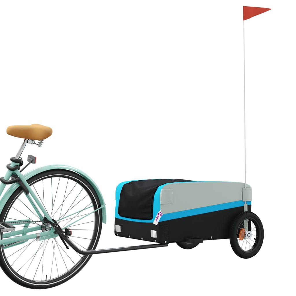 Velosipēda piekabe, melnā un zilā krāsā, 30 kg, dzelzs