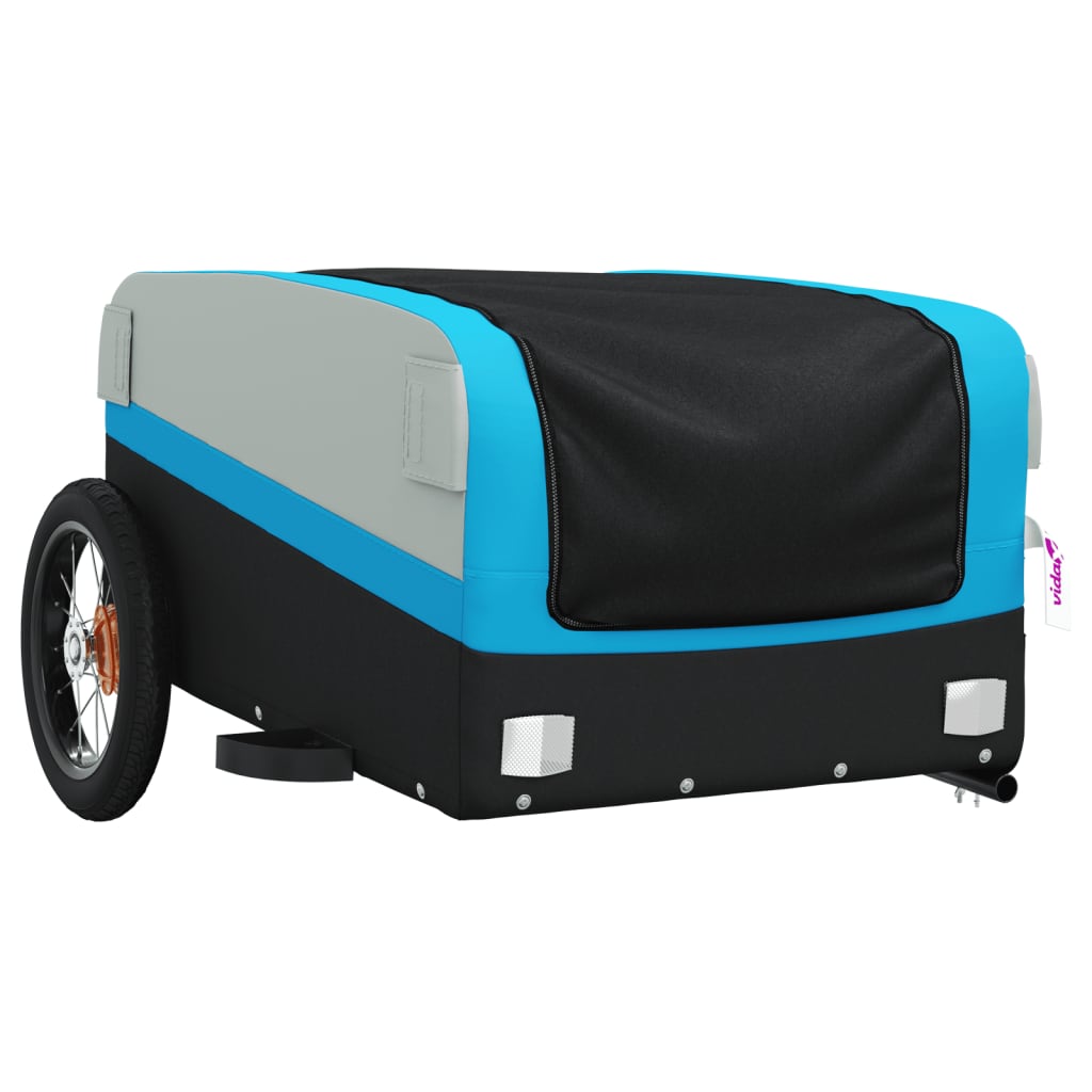 Velosipēda piekabe, melnā un zilā krāsā, 30 kg, dzelzs