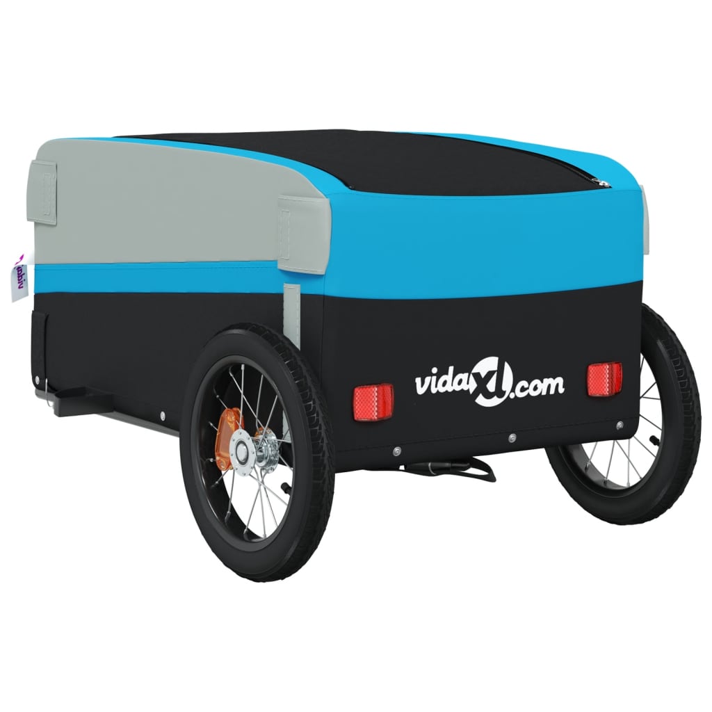 Velosipēda piekabe, melnā un zilā krāsā, 30 kg, dzelzs
