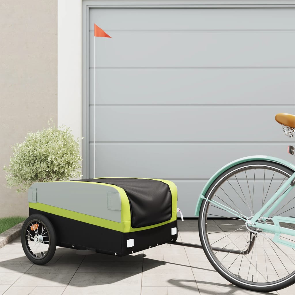 Bicycle trailer, black and green, 45kg, iron