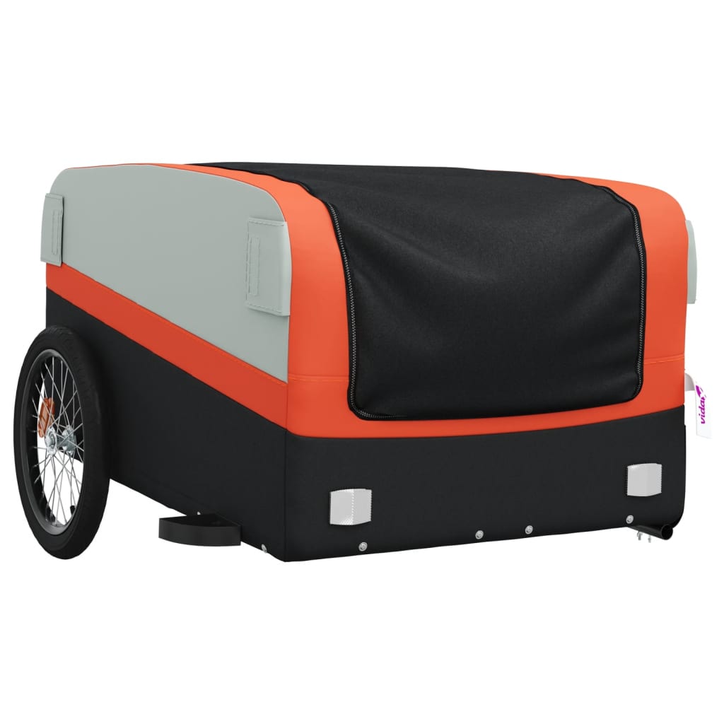 Dviračio priekaba, juodos ir oranžinės spalvos, 45kg, geležis