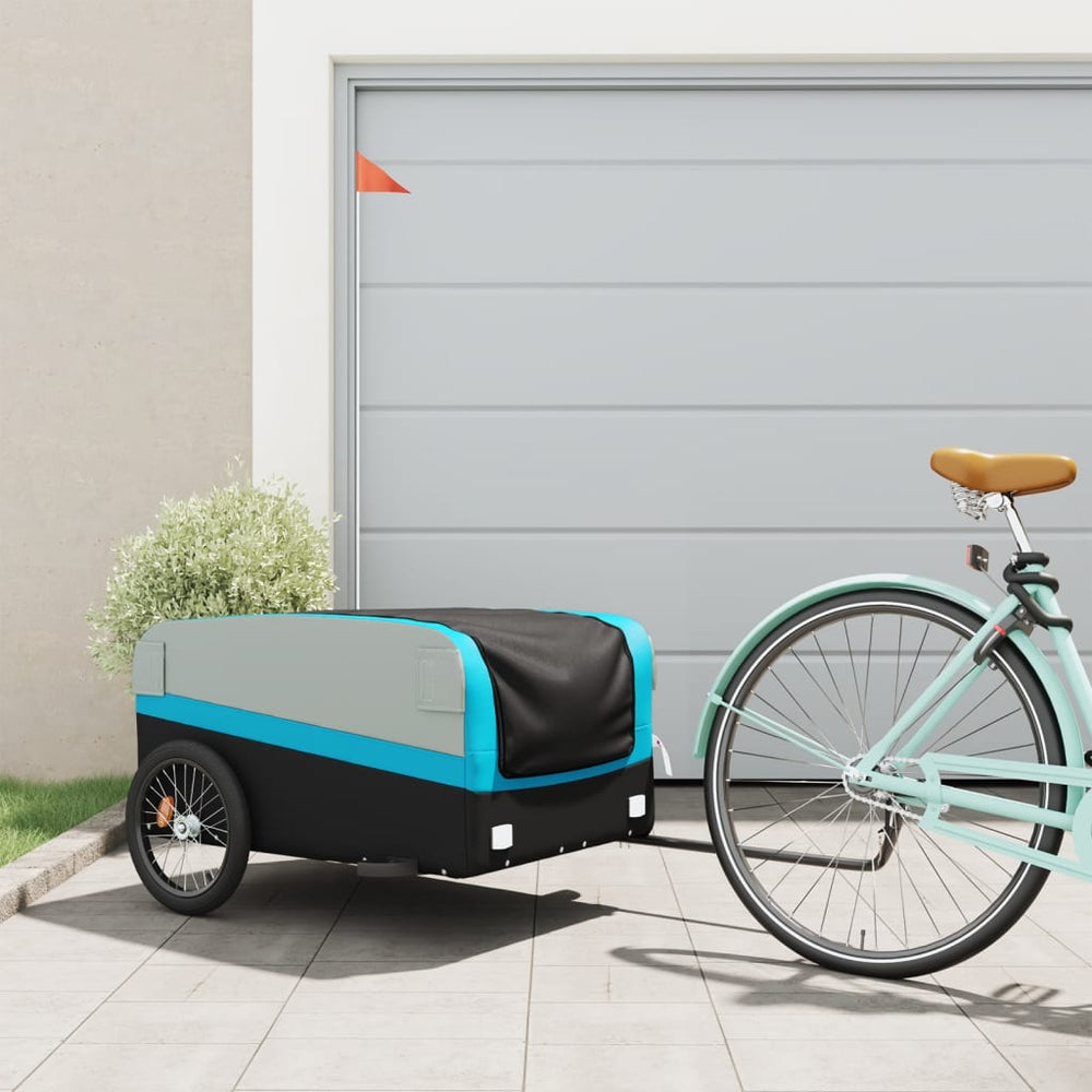 Bicycle trailer, black and blue, 45kg, iron
