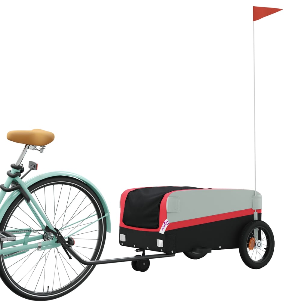 Velosipēda piekabe, melnā un sarkanā krāsā, 30 kg, dzelzs