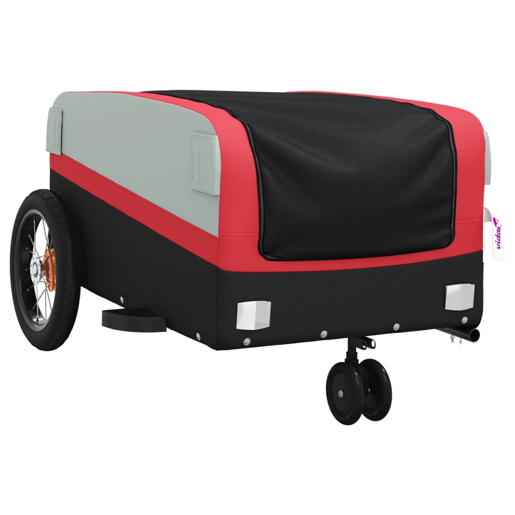 Velosipēda piekabe, melnā un sarkanā krāsā, 30 kg, dzelzs