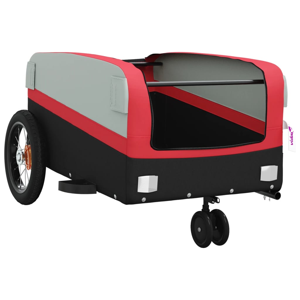 Velosipēda piekabe, melnā un sarkanā krāsā, 30 kg, dzelzs