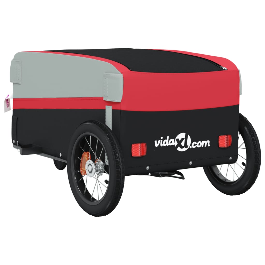 Velosipēda piekabe, melnā un sarkanā krāsā, 30 kg, dzelzs