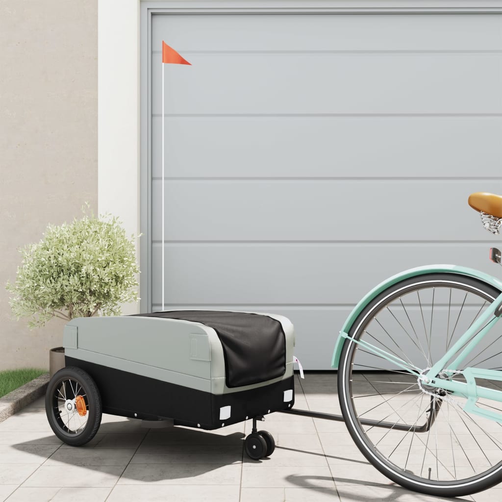 Bicycle trailer, black and grey, 30kg, iron