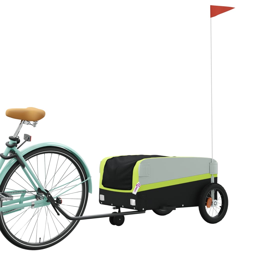 Velosipēda piekabe, melnā un zaļā krāsā, 30 kg, dzelzs